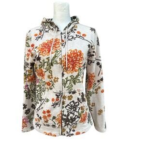 Charter Club‎ Fall Floral Print Full Zip Hoodie Sweatshirt Women's Small